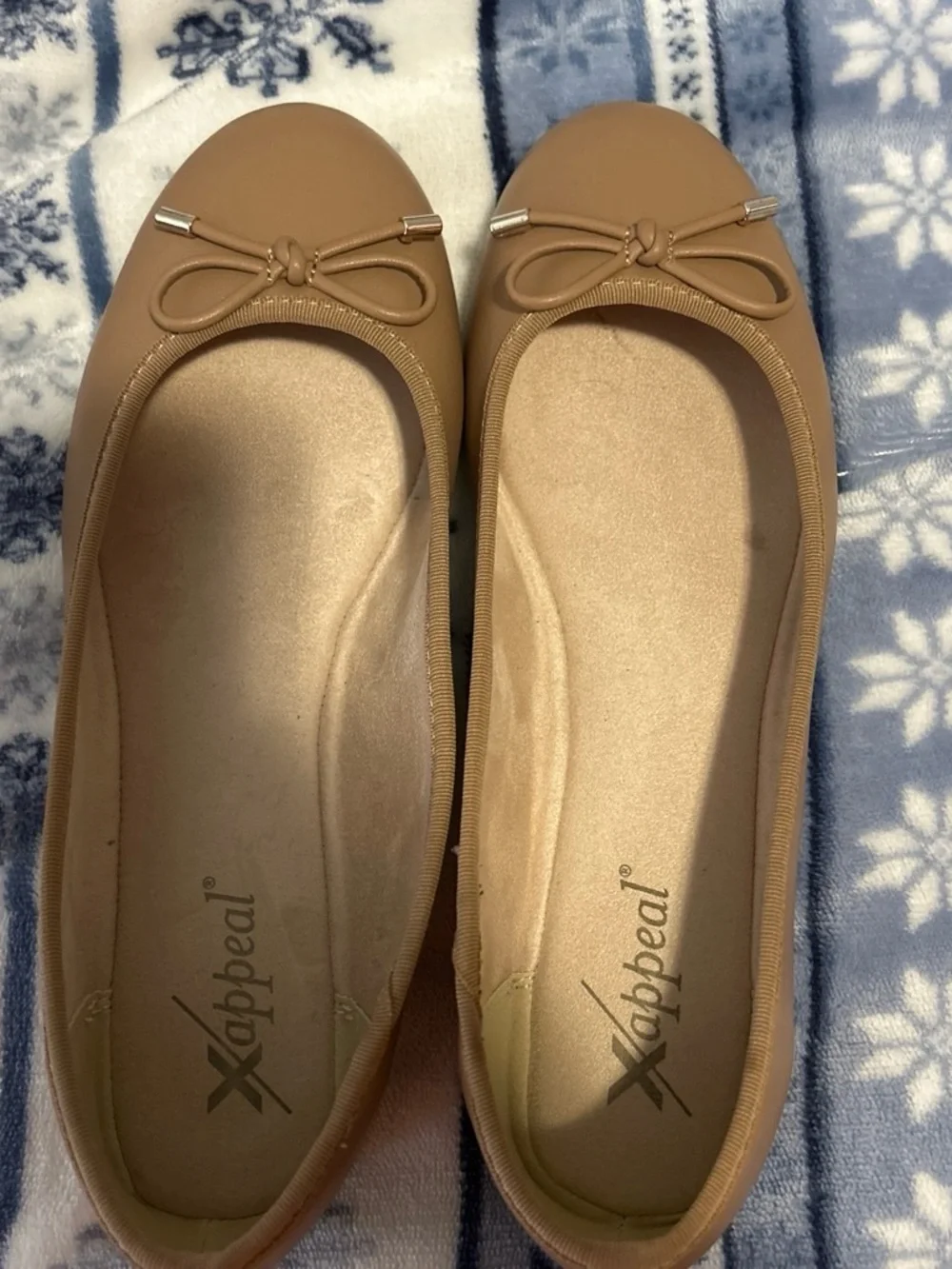 Xappeal Women's Camel Ballet Flats with Bow Trim